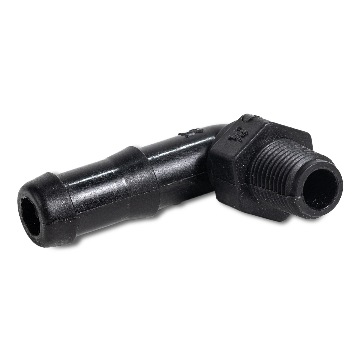 Hose barb elbow 1/4 x 1/2 PP
